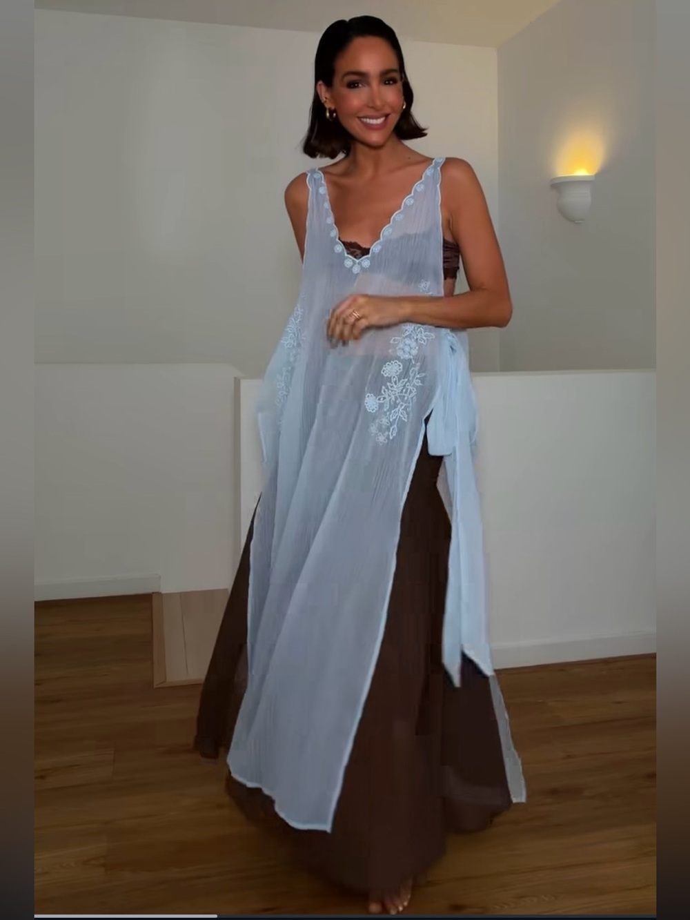 H&M NWT LIGHT BLUE EMBROIDERED CHIFFON BEACH DRESS AVAILABLE IN XS/S AND M/L